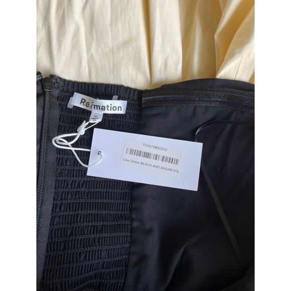 NEW NWT Reformation Clea Bubble Mini Dress Black and Sugar Size 10 - Picture 5 of 7